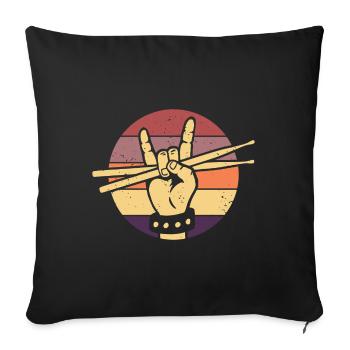 Drummer Retro Drum Musician Drumsticks Drumset - Sofa pillowcase 17,3'' x 17,3'' (45 x 45 cm) - black - Front