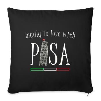 In love with Pisa, hand drawing, leaning tower - Sofa pillowcase 17,3'' x 17,3'' (45 x 45 cm) - black - Front