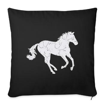 Cheval blanc au galop - Housse de coussin décorative 45 x 45 cm - noir - Devant