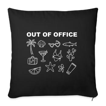 Absent du bureau (blanc) / Vacances / Pension - Housse de coussin décorative 45 x 45 cm - noir - Devant