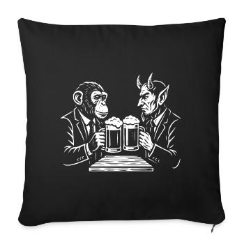 Monkey and Devil are Toasting Beer  - Sofa pillowcase 17,3'' x 17,3'' (45 x 45 cm) - black - Front