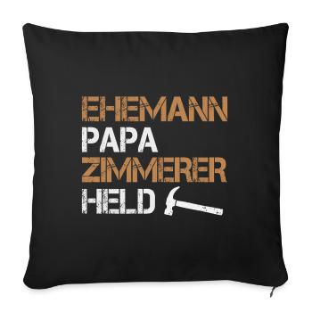 Mari papa charpentier héros charpentier artisanat - Housse de coussin décorative 45 x 45 cm - noir - Devant