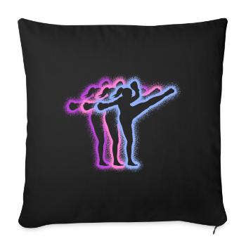 Muay Thai Kickboxer Silhouettes Kickboxing Girls - Sofa pillowcase 17,3'' x 17,3'' (45 x 45 cm) - black - Front