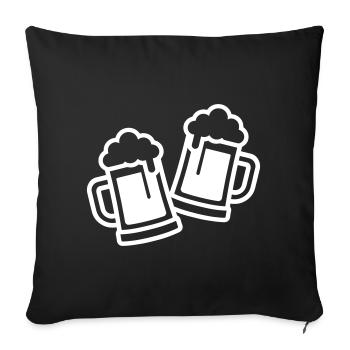 Verre à bière symbole bière - Housse de coussin décorative 45 x 45 cm - noir - Devant