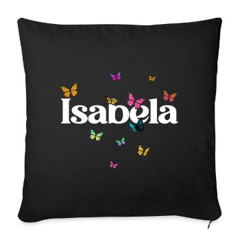 Beau prénom de fille avec des papillons ISABELA - Housse de coussin décorative 45 x 45 cm - noir - Devant