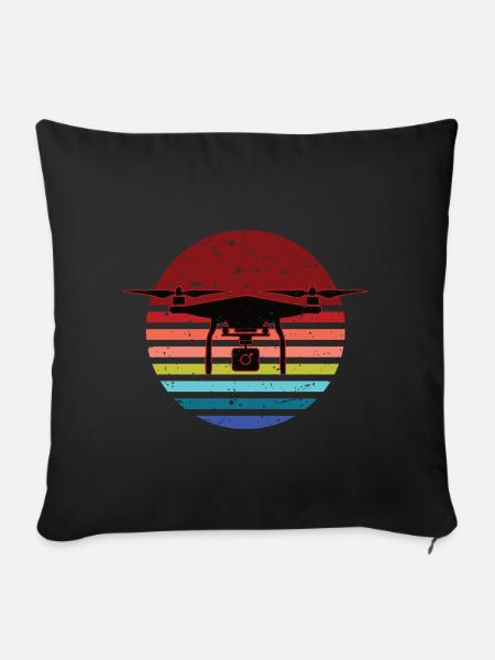 Vintage Drohne  - Sofakissenbezug 45 x 45 cm - Schwarz