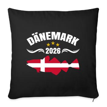 Vacances de pêche Danemark 2026 - Housse de coussin décorative 45 x 45 cm - noir - Devant