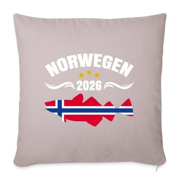 Voyage de pêche en Norvège 2026 - Housse de coussin décorative 45 x 45 cm - taupe clair - Devant