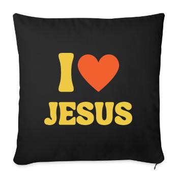 J'aime Jésus, j'aime le t-shirt chrétien, la foi - Housse de coussin décorative 45 x 45 cm - noir - Devant