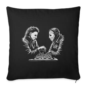 Illustration de match d’échecs étrange - Housse de coussin décorative 45 x 45 cm - noir - Devant