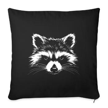 Waschbär weiß :) - Sofakissenbezug 45 x 45 cm - Schwarz - Vorne