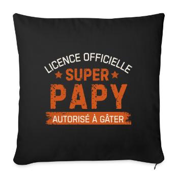 Licence Officielle Super Papy Cadeau Personnalisé - Housse de coussin décorative 45 x 45 cm - noir - Devant