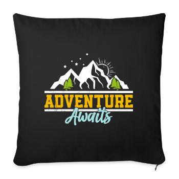 Adventure awaits: mountains and sun - Sofa pillowcase 17,3'' x 17,3'' (45 x 45 cm) - black - Front