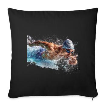Water Sports Splash Swimming - Sofa pillowcase 17,3'' x 17,3'' (45 x 45 cm) - black - Front