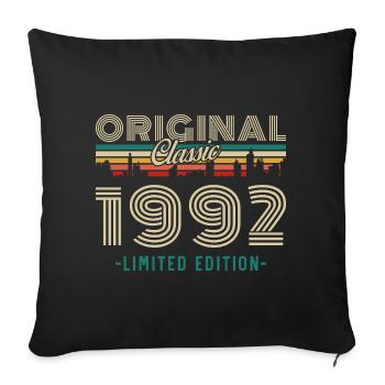 Original 1992 Vintage Rétro Cadeau D'anniversaire - Housse de coussin décorative 45 x 45 cm - noir - Devant