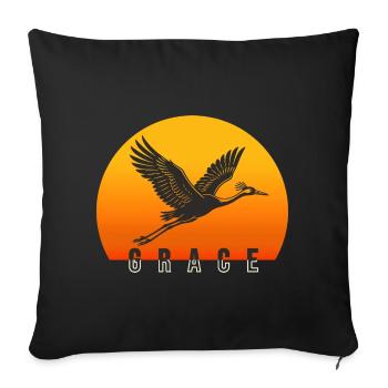 Grace – The Crane in the Sunset - Sofa pillowcase 17,3'' x 17,3'' (45 x 45 cm) - black - Front