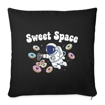 Sweet space travel with donuts - Sofa pillowcase 17,3'' x 17,3'' (45 x 45 cm) - black - Front