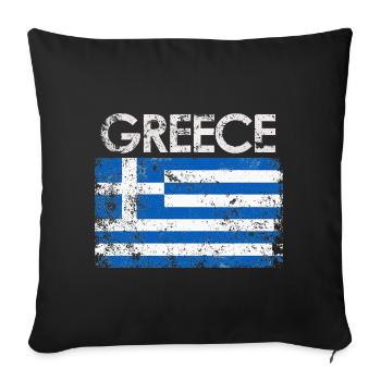 Distressed Greece Flag Graphic - Sofa pillowcase 17,3'' x 17,3'' (45 x 45 cm) - black - Front