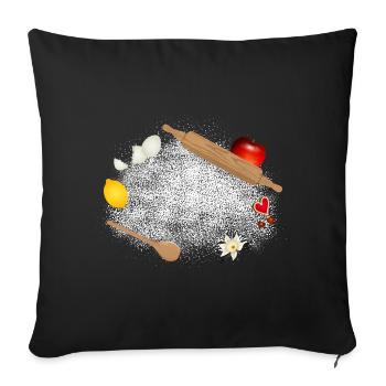 Farine et ingrédients – motif de cuisine atmosphérique - Housse de coussin décorative 45 x 45 cm - noir - Devant