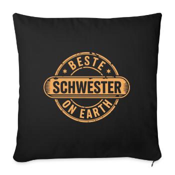 Beste Schwester Geschenk - Sofakissenbezug 45 x 45 cm - Schwarz - Vorne