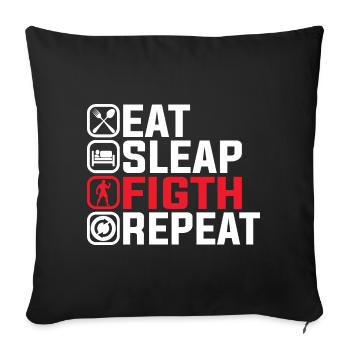 Manger Dormir Combattre Répéter - Conception de combattant MMA - Housse de coussin décorative 45 x 45 cm - noir - Devant