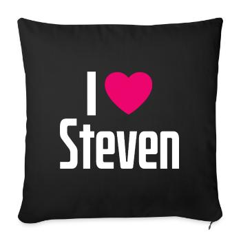 J’aime Steven Pink Heart J’aime Steven - Housse de coussin décorative 45 x 45 cm - noir - Devant