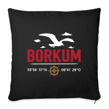 Nordsee Urlaub BORKUM INSEL Borkumer Lustiges - Sofakissenbezug 45 x 45 cm - Schwarz - Vorne