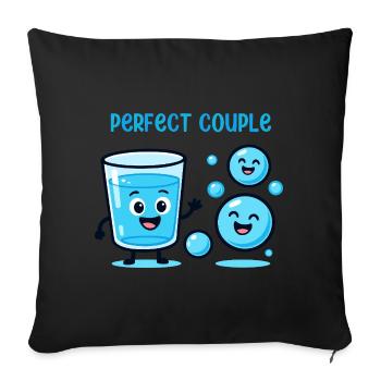 Perfect Couple Water and Bubbles Fun Cartoon - Sofa pillowcase 17,3'' x 17,3'' (45 x 45 cm) - black - Front
