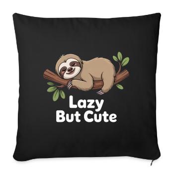 Lazy But Cute – Kawaii Faultier - Sofakissenbezug 45 x 45 cm - Schwarz - Vorne