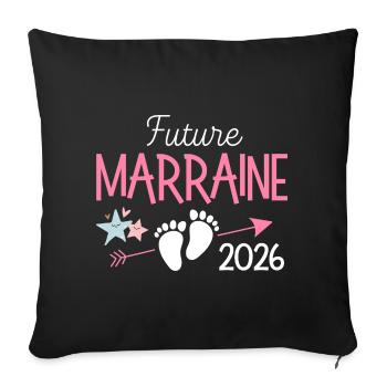 Future Godmother 2026 Pregnancy Announcement - Sofa pillowcase 17,3'' x 17,3'' (45 x 45 cm) - black - Front