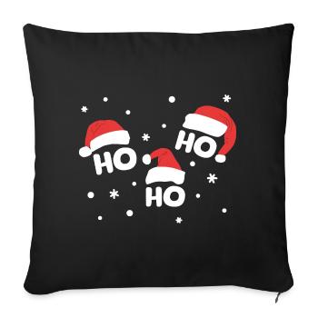 HO HO HO mit Weihnachtsmützen Weihnachtsmann - Sofakissenbezug 45 x 45 cm - Schwarz - Vorne