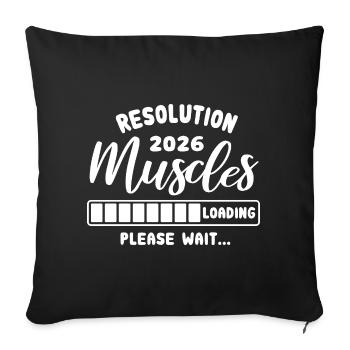Résolution 2026 | Charge musculaire | Tenue de sport - Housse de coussin décorative 45 x 45 cm - noir - Devant
