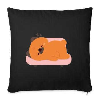 Chiot berger allemand fatigué sur canapé rose - Housse de coussin décorative 45 x 45 cm - noir - Devant