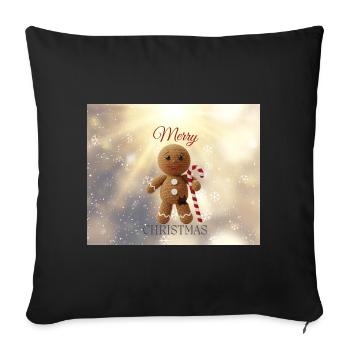 Gingerbread Man with Candy Cane Christmas - Sofa pillowcase 17,3'' x 17,3'' (45 x 45 cm) - black - Front