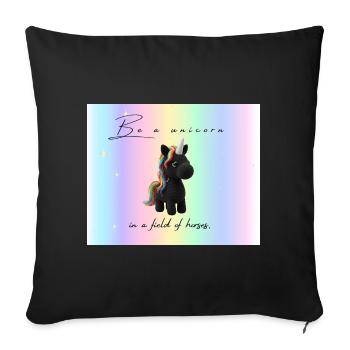 Soyez une licorne dans un champ de chevaux - Housse de coussin décorative 45 x 45 cm - noir - Devant