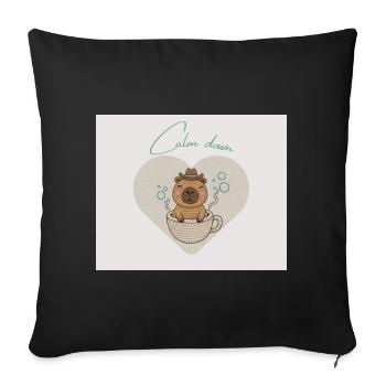 Hamster chills in teacup - Sofa pillowcase 17,3'' x 17,3'' (45 x 45 cm) - black - Front