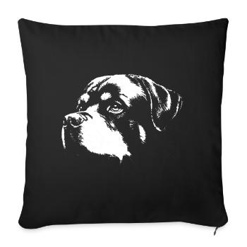 Dog Rott Silhouette Black White - Sofa pillowcase 17,3'' x 17,3'' (45 x 45 cm) - black - Front