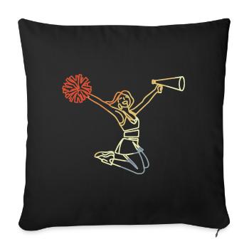 Sketch rétro de pom-pom girl - Housse de coussin décorative 45 x 45 cm - noir - Devant