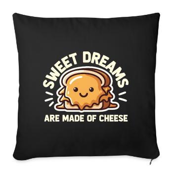 Les doux rêves sont faits de sandwich mignon au fromage - Housse de coussin décorative 45 x 45 cm - noir - Devant