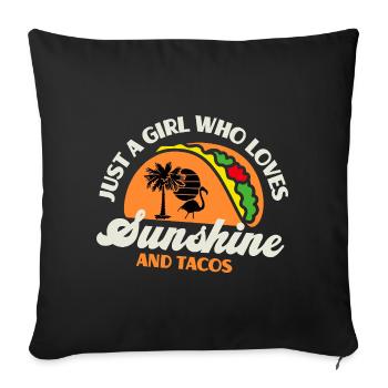 Fille qui aime le soleil et les tacos rétro - Housse de coussin décorative 45 x 45 cm - noir - Devant