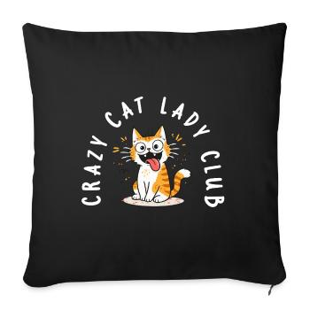Crazy Cat Lady Club Funny Cats Doodle - Sofa pillowcase 17,3'' x 17,3'' (45 x 45 cm) - black - Front