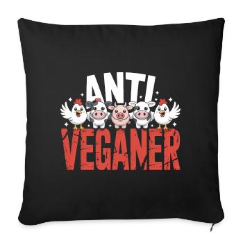 Anti Veganer - Mèmes allemands drôles - Housse de coussin décorative 45 x 45 cm - noir - Devant
