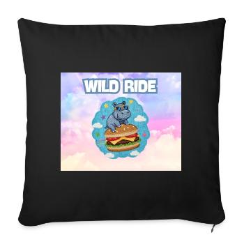 Wild Ride Hippo Burger Patch - Sofa pillowcase 17,3'' x 17,3'' (45 x 45 cm) - black - Front