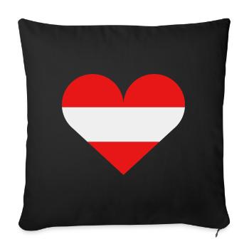 Austria heart flag - Sofa pillowcase 17,3'' x 17,3'' (45 x 45 cm) - black - Front