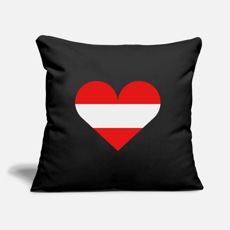 Drapeau du cœur de l’Autriche Housse de coussin décorative 45 x 45 cm