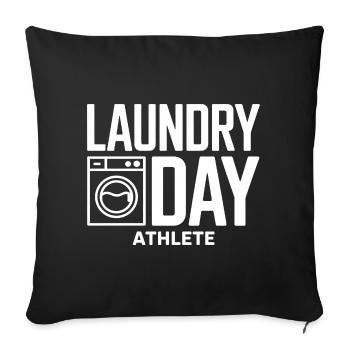 Humour Wäsche de l’athlète du jour de la blanchisserie - Housse de coussin décorative 45 x 45 cm - noir - Devant