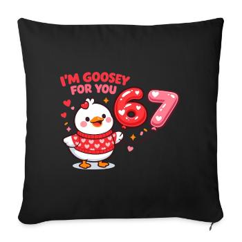 Goose Funny 67 Valentine Couple Gift - Sofa pillowcase 17,3'' x 17,3'' (45 x 45 cm) - black - Front