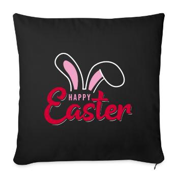 Happy Easter Bunny Scripture - Sofa pillowcase 17,3'' x 17,3'' (45 x 45 cm) - black - Front