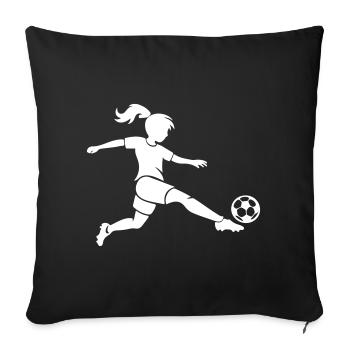 Fussballerin Fussball Silhouette - Sofakissenbezug 45 x 45 cm - Schwarz - Vorne