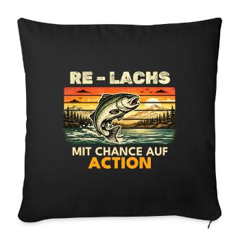 Fishing Gift Man Angler Dad Re Salmon - Sofa pillowcase 17,3'' x 17,3'' (45 x 45 cm) - black - Front